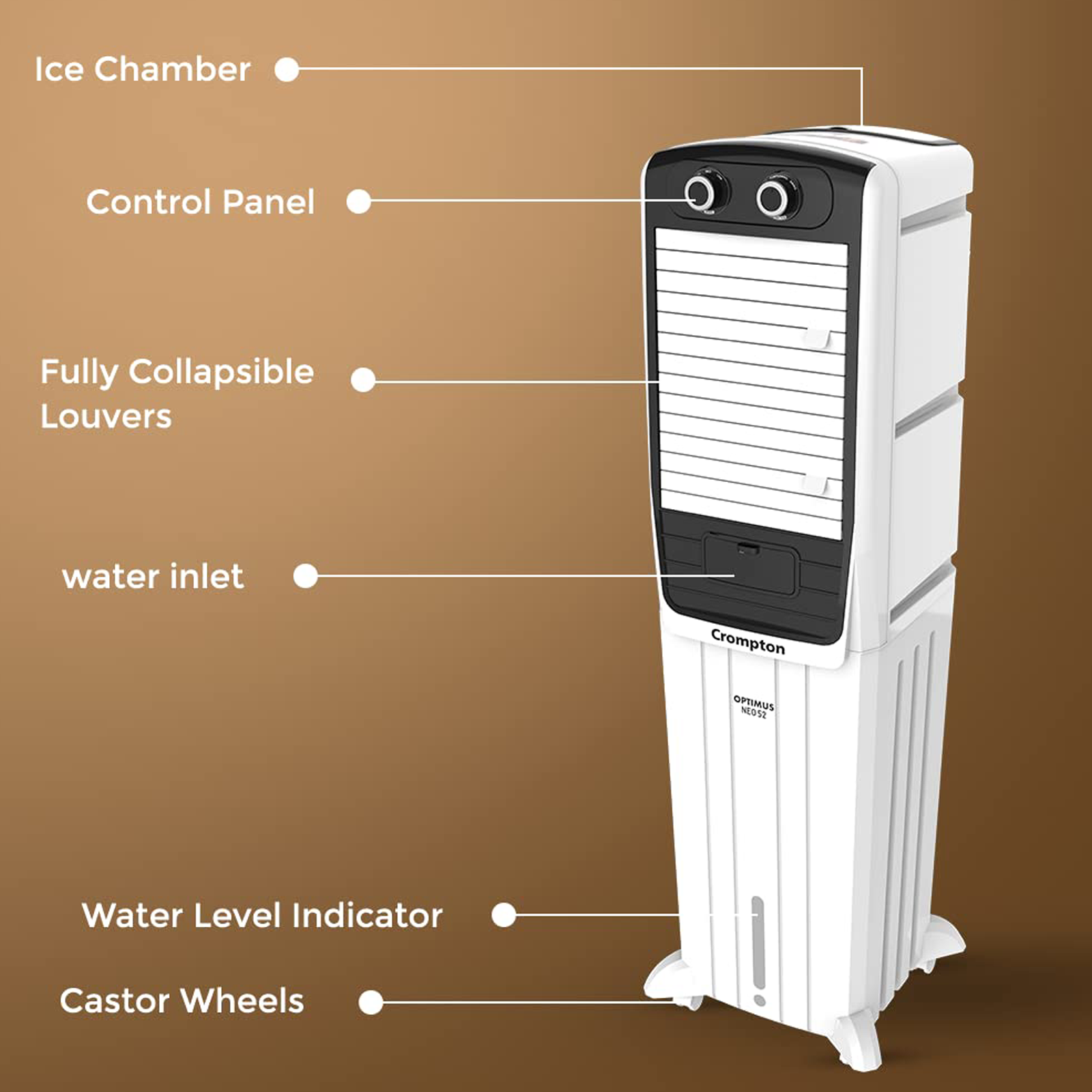 Buy Crompton Optimus Neo 52 Litres Tower Air Cooler (4 Way Air